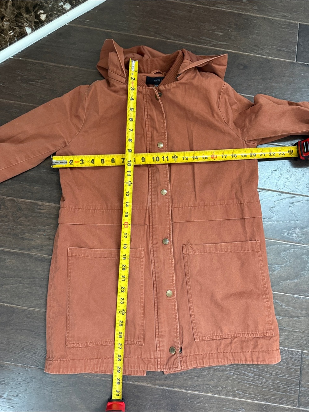 Forever 21 Rust Orange Hooded Utility Anorak Jacket Medium - Picture 13 of 13